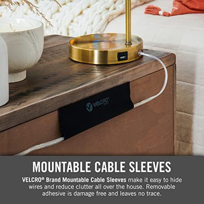 VELCRO Brand Mountable Cable Sleeve, Black, 12 in, 2 Pack
