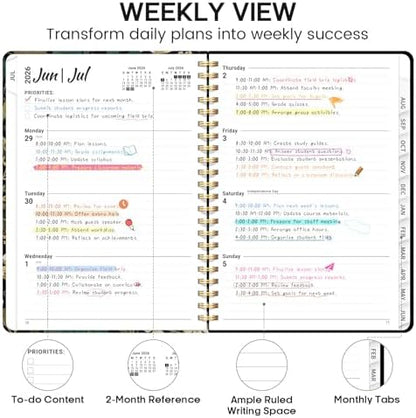 Planner 2026-2027, Weekly & Monthly Academic Calendar, Jul 2026 – Jun 2027