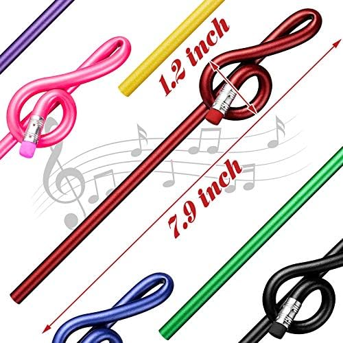 Zonon 14 Pack Treble Clef Pencils, Colorful Plastic Music Note Pencils