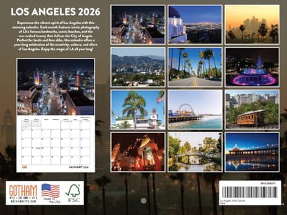 Los Angeles Calendar 2026 LA California Wall 12 Month Monthly CA Scenic Souvenirs Californian Themed Gifts | American Made In The USA