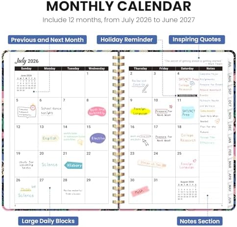 Large Planner 2026-2027, A4 (8.5" x 11") Hardcover Weekly & Monthly Planner July 2026 - June 2027 with Monthly Tabs, Academic Planner for School, Work and Office, Pelagia Parade