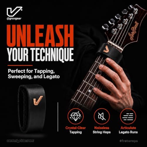 Gruv Gear Fret Wrap & Guitar Mute, Fretwrap for Acoustic, Electric & Bass | String Dampener Recording, Tapping & Practice Accessory (1 Pack, Medium Black and Bronze, Fits 5 String Bass, 7 String