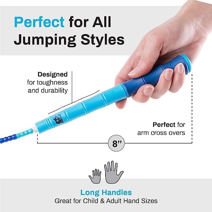 Buddy Lee New Beaded Jump Rope – Adjustable Skipping Rope for Kids & Adults – Durable, Tangle-Free Fitness Jump Rope with Ergonomic Handles for Cardio, Training & Outdoor Workouts