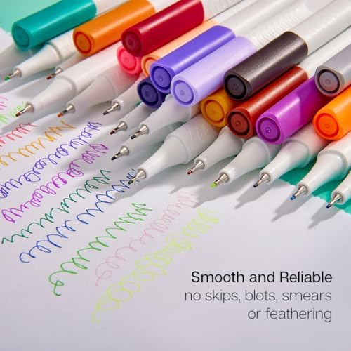 KINGART Studio Fine Line Pens, 48 Colors Set, 0.4mm Ultra Fine Tip for Drawing, Sketching, Journaling, Adult Coloring, & Art Projects, Water-Based Ink, Non-Bleeding.