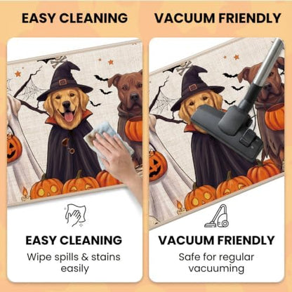 Halloween Kitchen Mats, Pumpkin Ghost Dog Kitchen Rugs