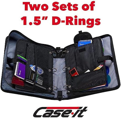 Case-it The Dual 2-in-1 Zipper Binder Two 1.5-Inch D-Rings, 600 Sheet Capacity, Pencil Pouch & Multiple Pockets School & Office Organizer with Shoulder Strap Dual-101 Fire Engine Red(Pack of 6)