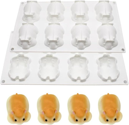 Silicone Mold for Baking Cakes,Soap Molds,Flower Shape Silicone Molds for Homemade French Dessert Mold for Pastry Chocolate,Jelly Chocolate Mold ＆ Ice Cube Tray (I_ Hamster)