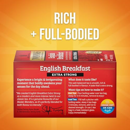 Twinings Extra Strong English Breakfast Black Tea Bags, 20 CT Box (6 Pack)