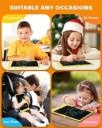 Bravokids LCD Writing Tablet for 3-8 Year Old Girls and Boys - 10 Inch Electronic Doodle Board Drawing Pad, Educational Birthday Gift for Kids and Toddlers (Yellow)