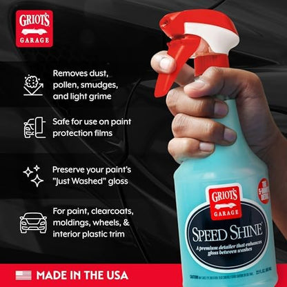 Griot's Garage Speed Shine for Car Detailing, Quick Detailer for All Exterior Surfaces, Trim and Wheels, Provides a Glossy Finish, 10950, 22 oz