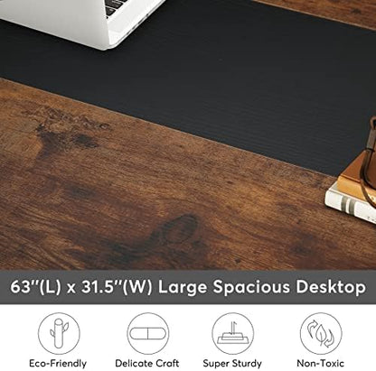 Tribesigns Modern Computer Desk, 63 x 31.5 inch Large Office Desk Computer Table Study Writing Desk Workstation for Home Office, Rustic/Black