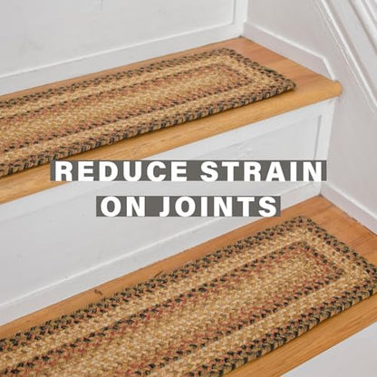 Homespice Russet Jute Braided Stair Treads, Oval 8x28 Set of 13