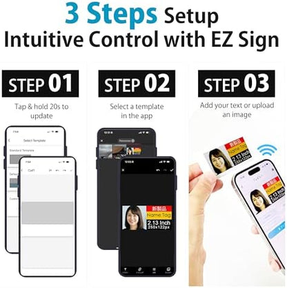 [Santek] EZ Sign NFC E-Paper Display – No Battery, Ultra-Thin 0.13”, Rewritable 4-Color Digital Display, App-Controlled (iOS/Android/PC), IP65 (Gold, 2.13" 6pcs, No Stand and Clip Included)