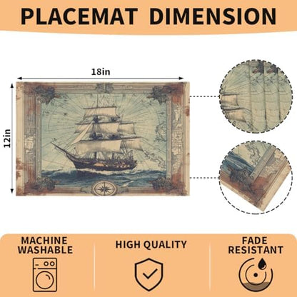 Placemats 12x18 Inch Washable Linen Place Mats Cloth Tables Mats