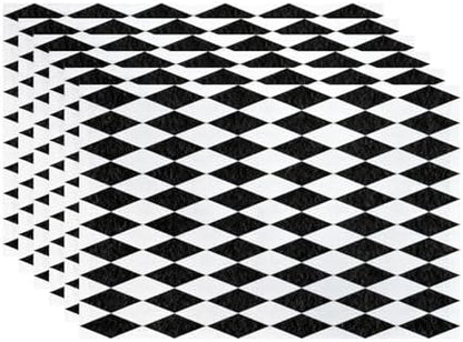 Batmerry Black White Diamond Placemats, Abstract Black and White Harlequin Washable Linen Table Mats for Kitchen Table Double Insulation Decor Dining Set Indoor Outdoor 12X18 in Set of 6