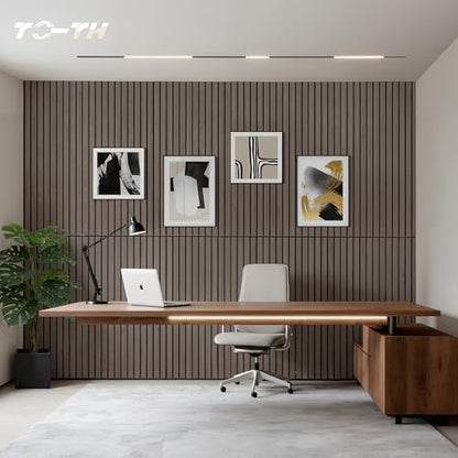 TO-TH Acoustic Wall Panels Decorative Sound Absorbing Panel 4 Pack, Walnut