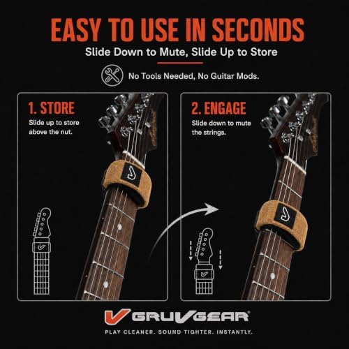Gruv Gear Fret Wrap & Guitar Mute, Fretwrap for Acoustic, Electric & Bass | String Dampener Recording, Tapping & Practice Accessory (1 Pack, Extra Large Maple, Fits 7-12 String Bass, Extended Guitar