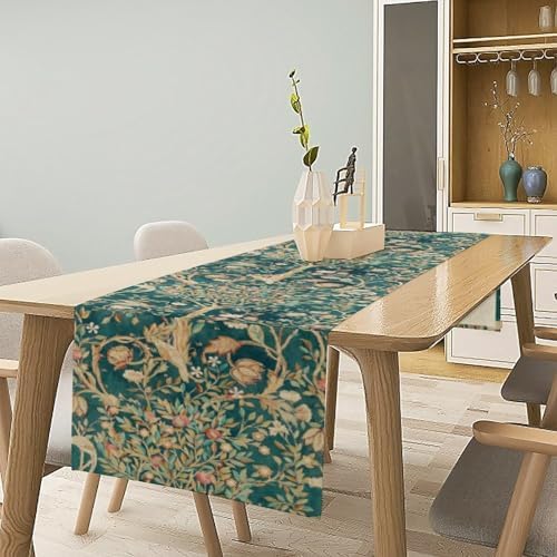 William Morris Floral Table Runner, Vintage Flowers Botanical Printed Table Runner for Home Kitchen Dining Table Decoration,13x120 Inch