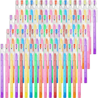 Crtiin 100 Pack HB Colorful Stackable Pencils, Translucent Multipoint Non-sharpening Stackable Pencil with Matching Eraser for Girls Students Teachers Office Supplies Rewards, 7 Colors