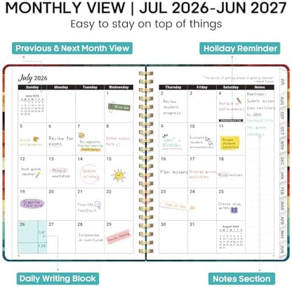 Planner 2026-2027, Weekly & Monthly Academic Calendar, Jul 2026 – Jun 2027