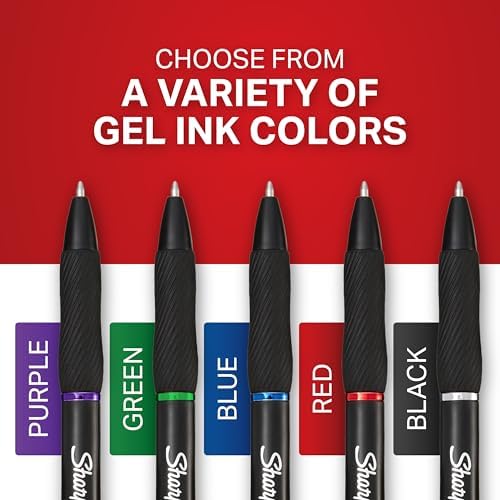 Sharpie S-Gel Pens, Fine Point (0.5mm), Black Ink, 12 count - Ideal for Writing, Journaling, Drawing, Coloring, Note-Taking, College Supplies