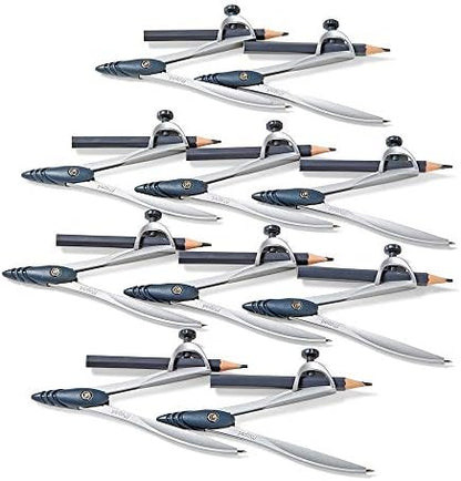 hand2mind Student Math Geometry Compass, Silver, Precision Tool for Geometry, Math, Drafting (Pack of 10)