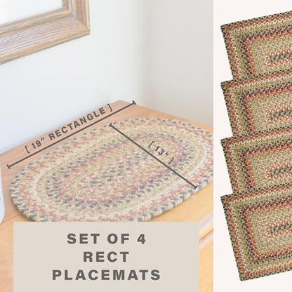 Homespice Kingston Jute Braided Placemats, Rect 13x19 Set of 4