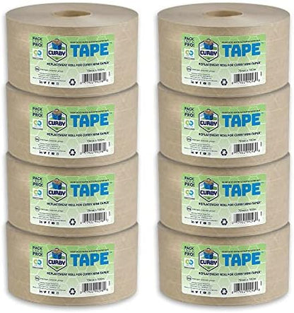 CURBY IPG Water-Activated Packing Tape, 2.76 in x 328 ft, Tan, 8-Pack
