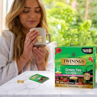 Twinings Green Pomegranate, Raspberry & Strawberry Tea Bags 100 CT (1 Pack)