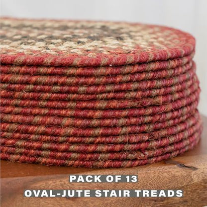 Homespice Chester Jute Braided Stair Treads, Oval 8x28 Set of 13