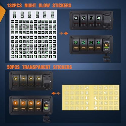 Nilight 4 Gang Rocker Switch Box 12V SPST ON Off Orange LED Waterproof