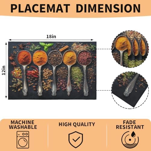 Placemats 12x18 Inch Washable Linen Place Mats Cloth Tables Mats