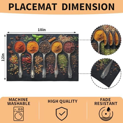 Placemats 12x18 Inch Washable Linen Place Mats Cloth Tables Mats