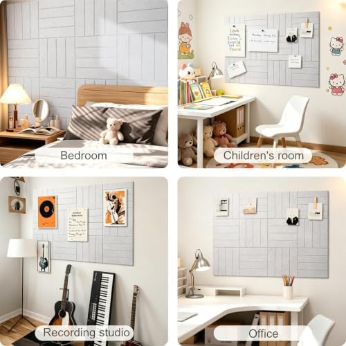 0.47" Thick Felt Wall Tiles 36"x24" Cork Board Alternative 6 Pack 11.81"x11.81"Felt Bulletin Board Pin Board with Removable Adhesive Tape&30 Pushpins for Home Office School(Bold-Light Camel)