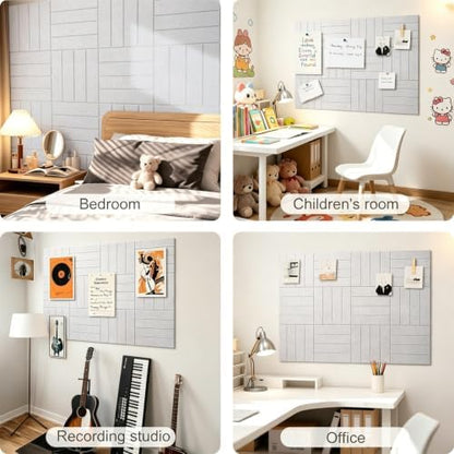 0.47" Thick Felt Wall Tiles 36"x24" Cork Board Alternative 6 Pack 11.81"x11.81"Felt Bulletin Board Pin Board with Removable Adhesive Tape&30 Pushpins for Home Office School(Bold-Light Camel)