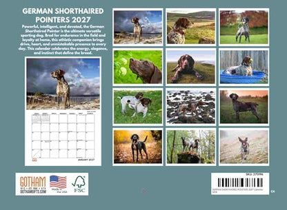 German Shorthaired Pointer Calendar 2027 GSP Monthly Wall Calender 12 Month