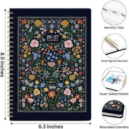 Planner 2026-2027, A5 (6.3" x 8.5") Hardcover Weekly & Monthly Planner July 2026 - June 2027 with Monthly Tabs, Academic Planner for School, Work and Office, Garden of Whimsy