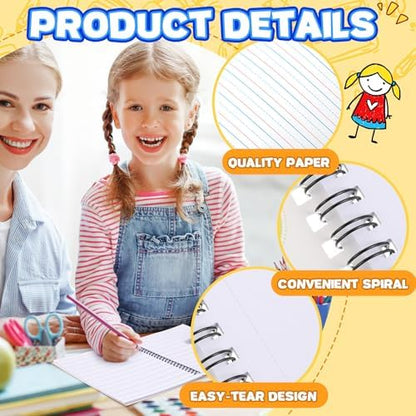 Henoyso 6 Pack Spiral Primary Composition Notebook for K-2, 100 Pages