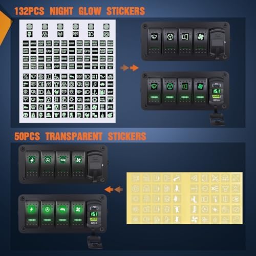 Nilight 4 Gang Rocker Switch Box w/Voltmeter PD Type C and USB Socket