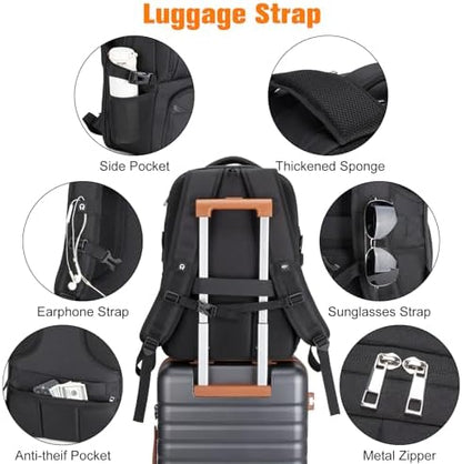 Insulated Lunch Backpack Fit 17" Laptop with Cooler Compartment