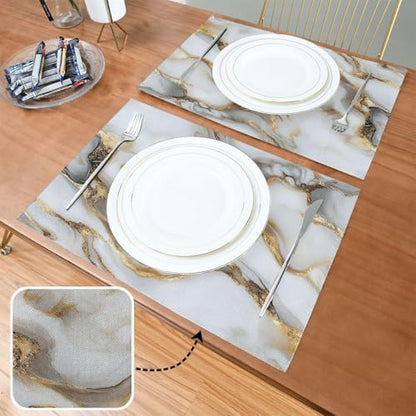 ALAZA Luxurious Marble Pattern 1 PC Placemats Rectangle Table Mat for Dining Table Restaurant Kitchen Home Decor, 12" x 18"