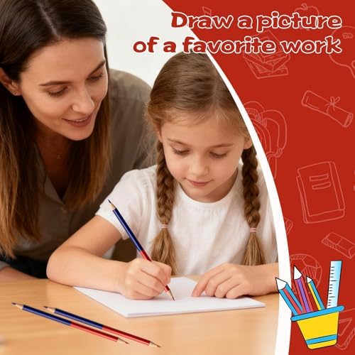 50 PCS Checking & Grading Pencils, Red and Blue Double Ended Erasable Pencils with Sharpeners, Pre-Sharpened #2 HB Back to School Supplies for Teachers, Testing, Office & Map Marking(50)