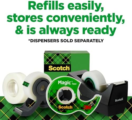 Scotch Magic Tape, Invisible, 3 Rolls