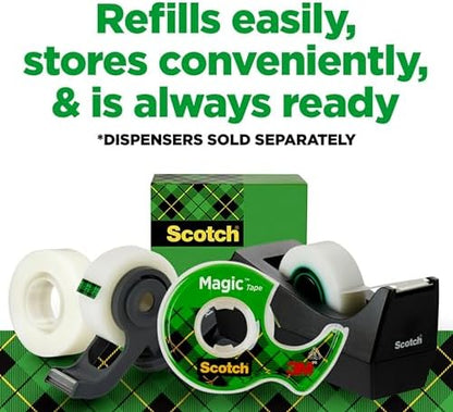 Scotch Magic Tape, Invisible, 3 Rolls