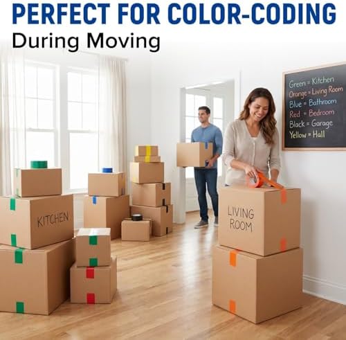 3" x 110 Yards Blue Packing Tape, 4 Rolls - 2.0 Mil Carton Sealing Tape