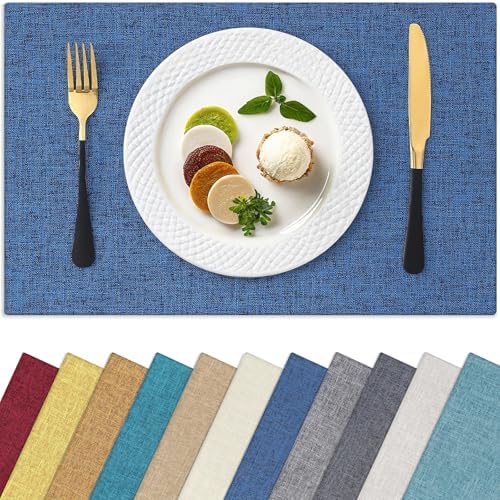 Homaxy Cloths Placemats for Dining Table Set of 8, 13" x 18", Blue