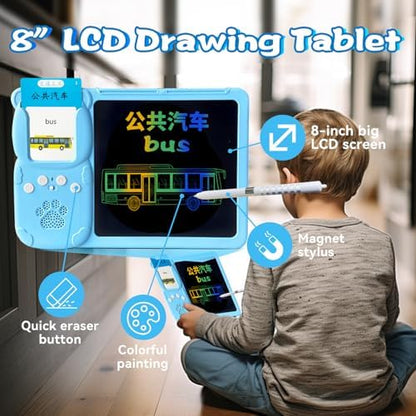 Writing Drawing Tablet with Talking Flash Cards - Chinese Blue