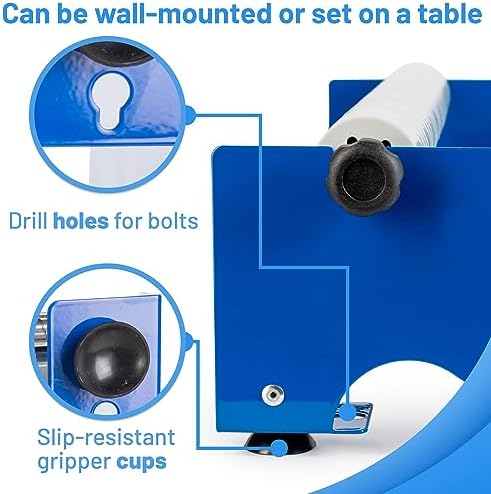 IDL Packaging 18" Manual Label and Tape Dispenser, 2" and Up Core Size, Adjustable Roll Width - Tabletop & Wall-Mounted Multi Roll Holder - Industrial Grade Steel Construction
