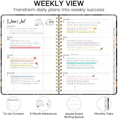 Planner 2026-2027, Weekly & Monthly Academic Calendar, Jul 2026 – Jun 2027