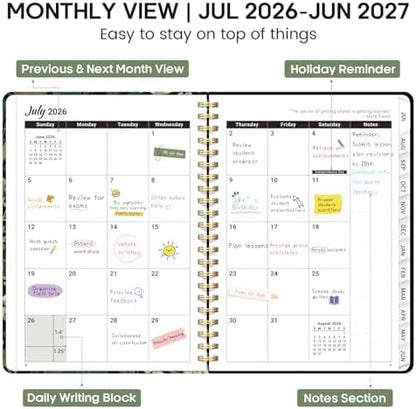 Planner 2026-2027, Weekly & Monthly Academic Calendar, Jul 2026 – Jun 2027